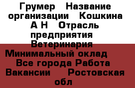 Грумер › Название организации ­ Кошкина А.Н › Отрасль предприятия ­ Ветеринария › Минимальный оклад ­ 1 - Все города Работа » Вакансии   . Ростовская обл.